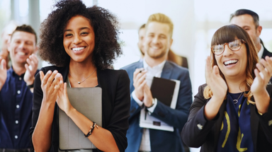 Employees Clapping and being happy